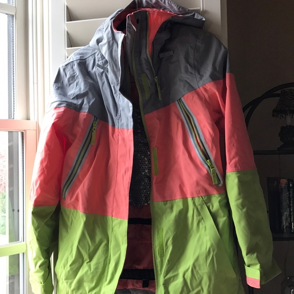 Billabong Jacket - Small - pink, grey, lime green - Picture 2 of 3